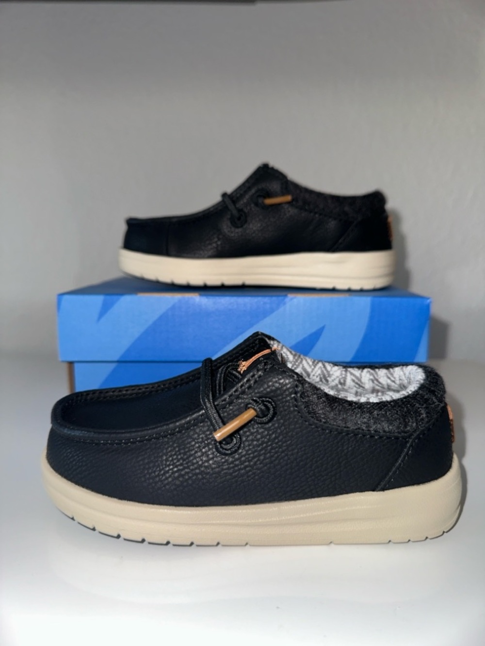 Hey Dude Kids Black and Cream Casual Sneakers